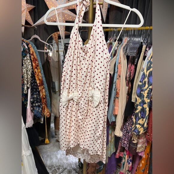 Free People High Strung Romper-Ivory/Burgundy Polka Dot NWOT - Picture 6 of 7